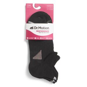 DR MOTION Black 2pk Textured Performance Ankle Socks